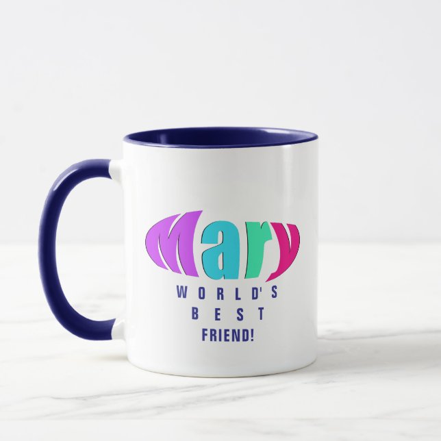 Caneca Colorido Personalizado "Mary" Melhor Mãe e Amigo (Esquerda)