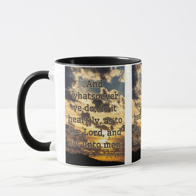 Caneca Colossianos 3:23 KJV Bíblia Verso Pic Dois Tons (Esquerda)