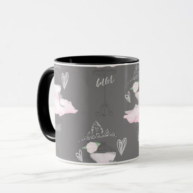 Caneca Coluna Rosa e Cinza Ballerina Raparigas Whimsical  (Frente Esquerda)