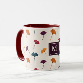 Caneca Colunas de outono de Padrões de Folha de Ginkgo