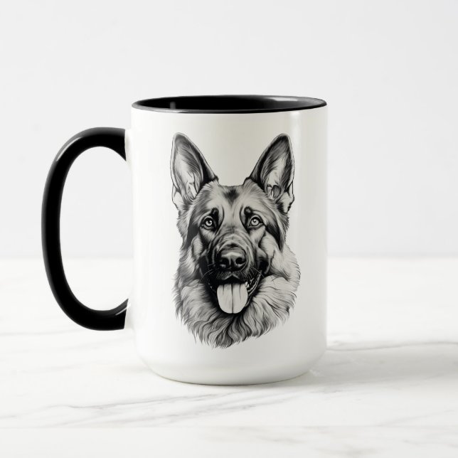 Caneca com Acabamento Preto de Retrato do Pastor A (Esquerda)