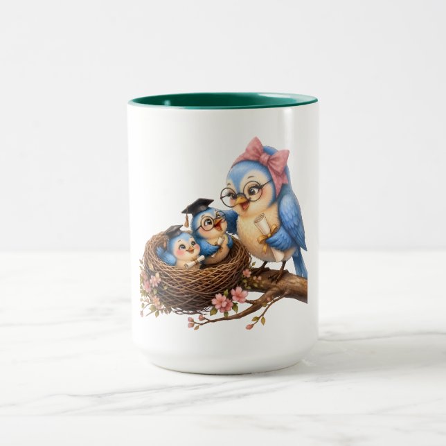Caneca com Acento de Pássaro Fofo (Centro)