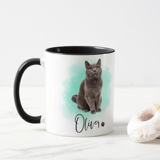 Caneca com Arte de Gato Fofo – Presente para Amant (Com Donut)