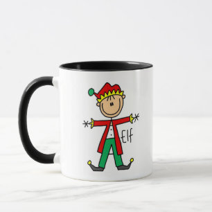 Caneca com Boneco de Bastão de Elfo de Natal