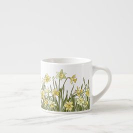 caneca com borda floral de daffodils amarelos