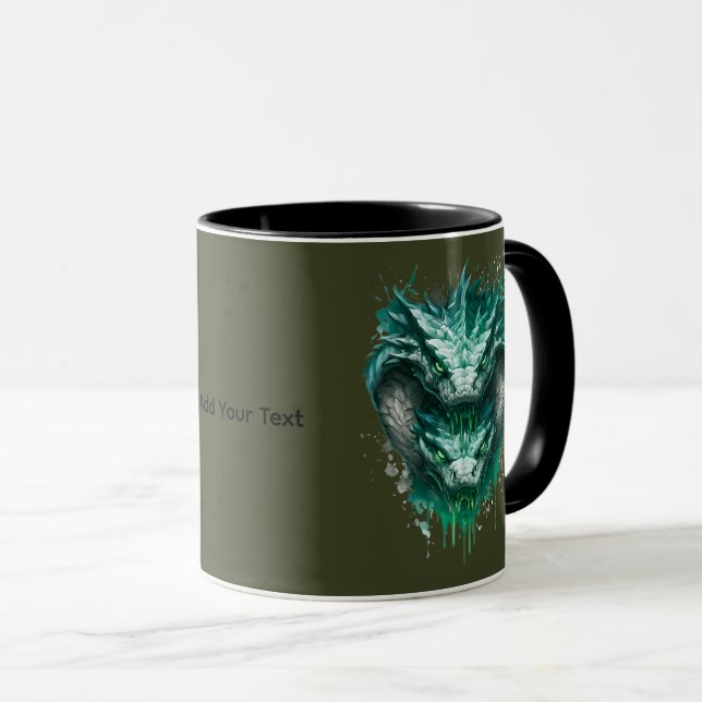 Caneca com Borrifo de Aquarela de Cobra Verde Tóxi (Frente Esquerda)