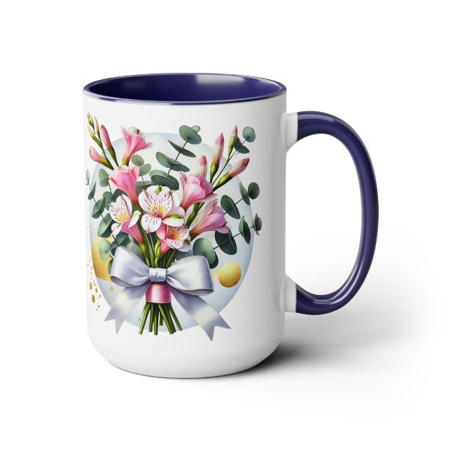 Caneca com Buquê Floral Rosa Elegante (Criador carregado)