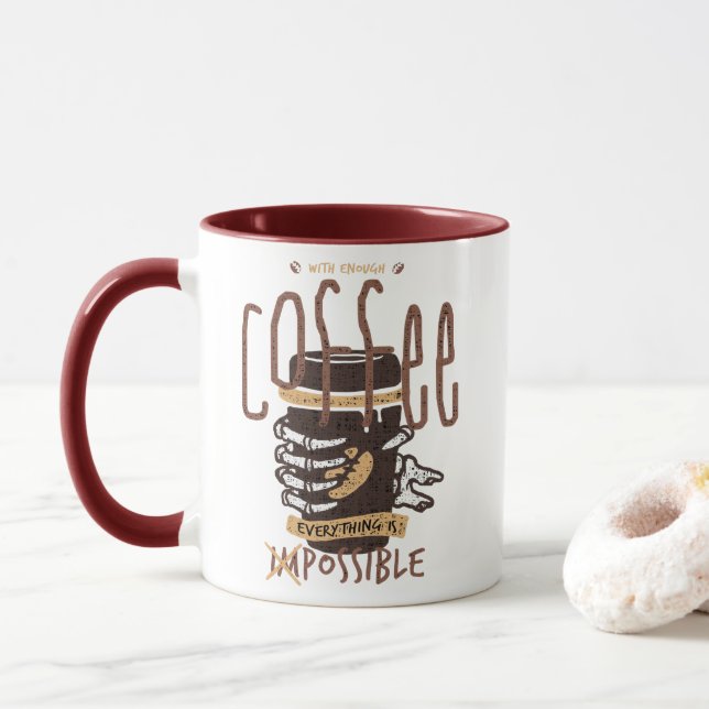 Caneca Com café suficiente tudo é possível (Com Donut)