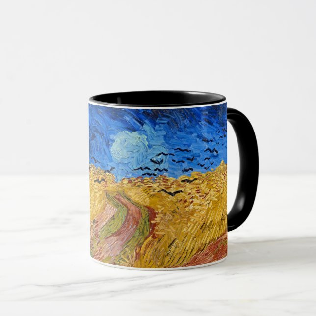 Caneca com Campo de Trigo com Corvos de Van Gogh (Frente Esquerda)