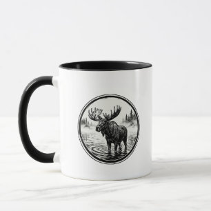 Caneca com Corte de Madeira do Lago Bull Moose e A