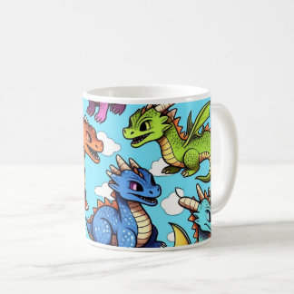 Caneca com desenho de vários dragões