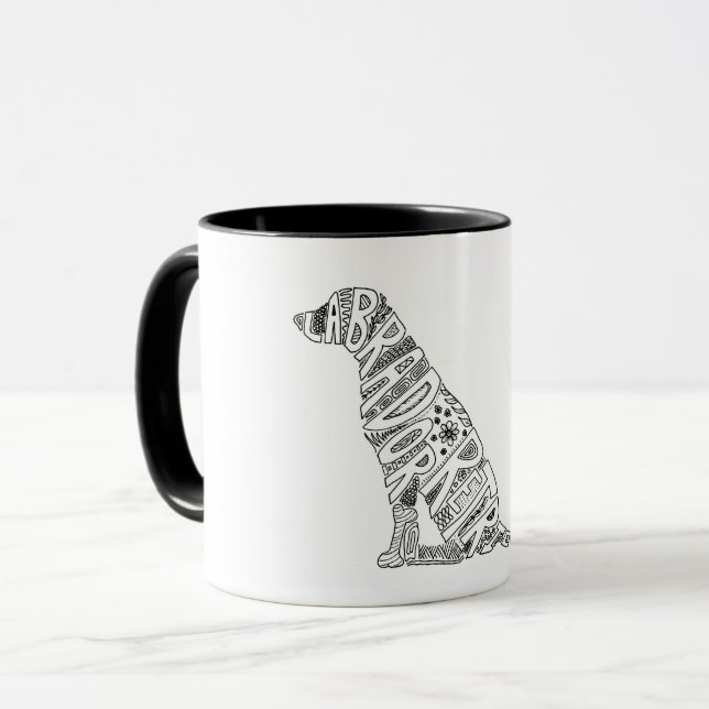Caneca com Desenho Doodle de Labrador Retriever (Frente Esquerda)