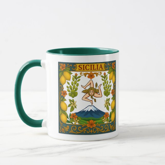 Caneca com design Trinacria Mt.Etna Sicilia (Esquerda)