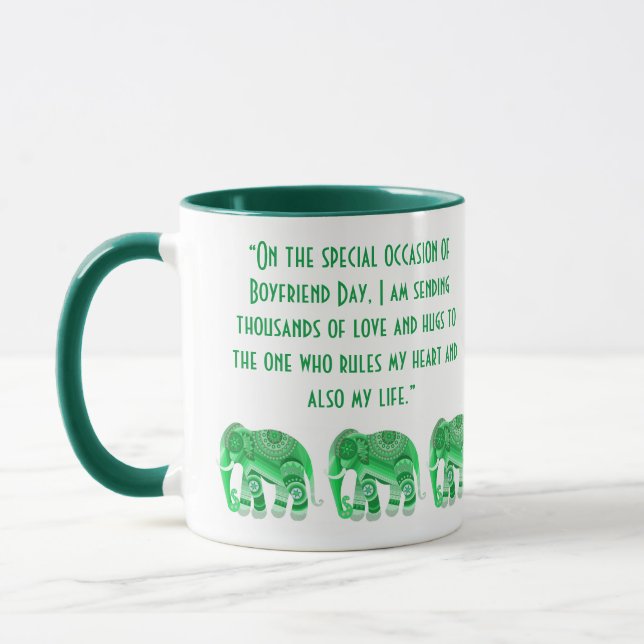 CANECA COM ELEFANTES VERDES LEGAIS para namorado (Esquerda)