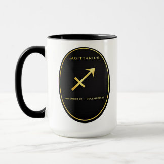 Caneca com Emblema Oval Dourado do Zodíaco de Sagi