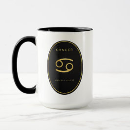 Caneca com Emblema Oval em Ouro do Zodíaco Câncer 