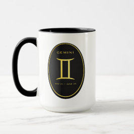 Caneca com emblema oval em ouro do zodíaco de Gême