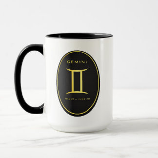 Caneca com emblema oval em ouro do zodíaco de Gême