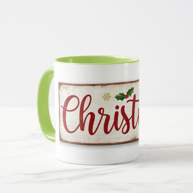 caneca com escrita de natal (Frente Esquerda)