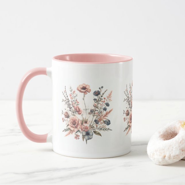 Caneca com estampa floral (Com Donut)
