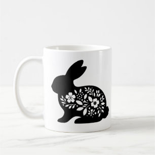 Caneca com Estêncil de Coelho Floral – Café de Coe