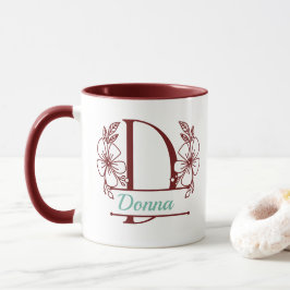 Caneca com Floral Personalizado de Inicial D - Per