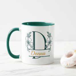 Caneca com Floral Personalizado Letra D - Personal