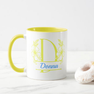 Caneca com Floral Personalizado Letra D - Personal