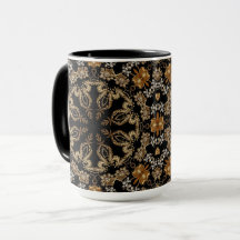 Caneca com Flores Ornamentadas Douradas