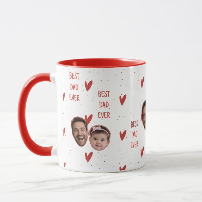 Caneca com Foto e Padrão de Coração Personalizado  (Esquerda)