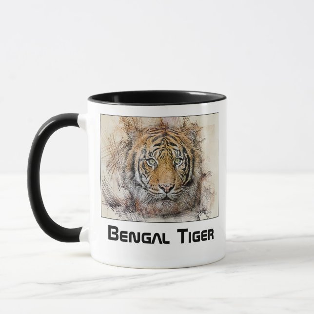 Caneca com Ilustração da Cabeça de Tigre de Bengal (Esquerda)