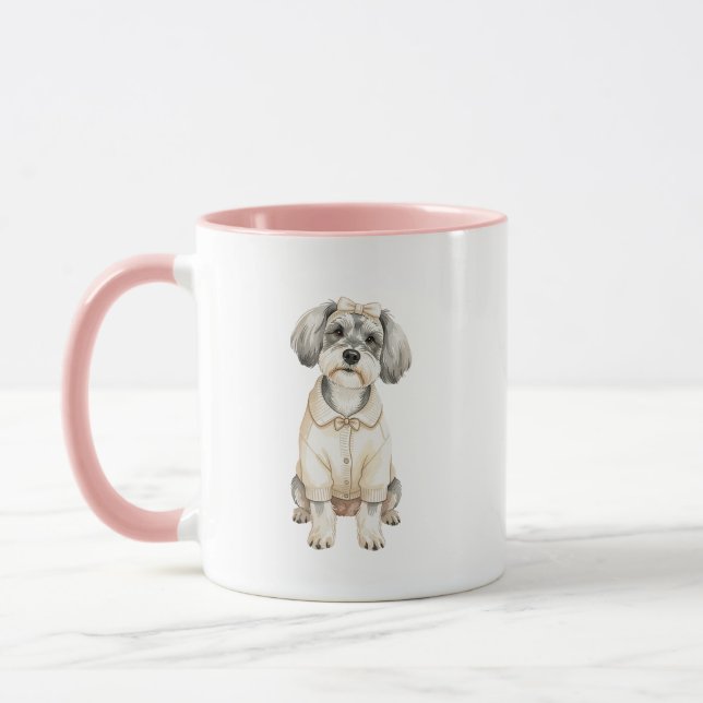 Caneca com Ilustração de Menina Cachorro Mini Schn (Esquerda)