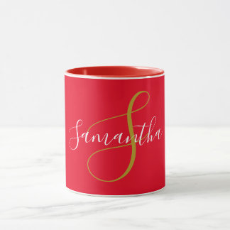 Caneca com Letra de Monograma Dourado e Nome Branc
