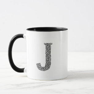 Caneca com Letra J Inicial – Estilo Moderno Simple