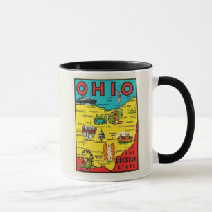 Caneca com Mapa Decal do Estado de Ohio