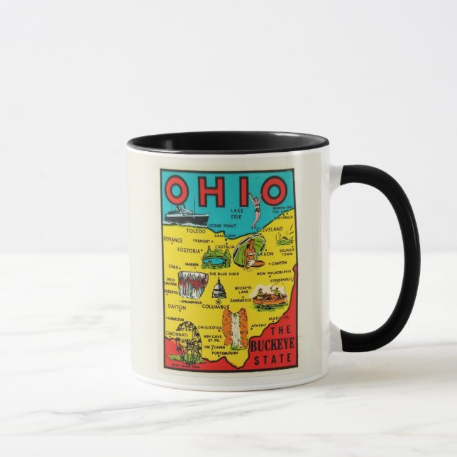 Caneca com Mapa Decal do Estado de Ohio (Direita)