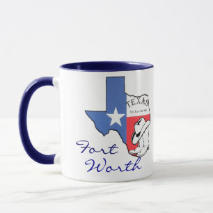 Caneca com Mapa do Estado do Texas Ft Worth com Es
