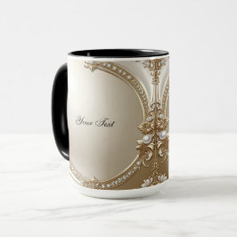 Caneca com Moldura Dourada Ornamentada com Pérolas