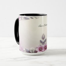 Caneca com Moldura Floral Rosa