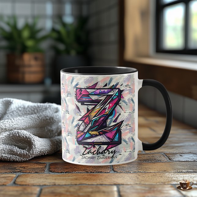 Caneca com Monograma Abstrato Marcante - Z para Za (Criador carregado)