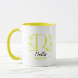 Caneca com Monograma Floral Personalizado Letra B 