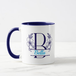 Caneca com Monograma Floral Personalizado Letra B 