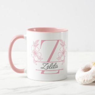 Caneca com Monograma Floral Personalizado Letra Z 