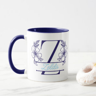 Caneca com Monograma Floral Personalizado Letra Z 