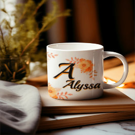 Caneca com Monograma Floral Personalizado - Nome &