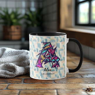 Caneca com Monograma Geométrico Abstrato Personali