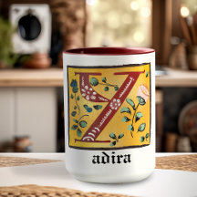 Caneca com Monograma Y de Letra Iluminada Floral M