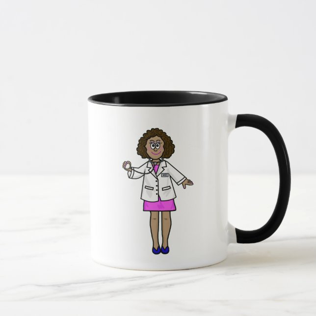 Caneca com Mulher Negra Médica Segurando Estetoscó (Direita)