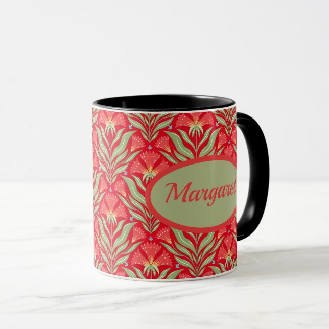 Caneca com Nome de Flores de Natal Vermelhas (Frente Esquerda)