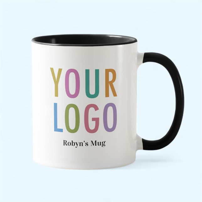 Caneca com Nome do Funcionário Logotipo Personaliz (MISOOK 11 oz Black Two Tone Mug with Logo)